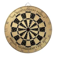 Custom Family Name Stars Gold Black Personalized Dart Board