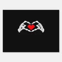 Skeleton Heart And Hands Meme Sign