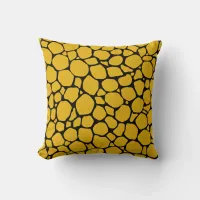 Mustard Yellow and Black Turtle Shell Print Throw Pillow