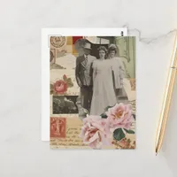 Retro Beautiful Grandparents Mixed Media Collage Postcard