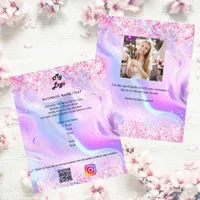 Holographic photo qr code instagram business logo flyer