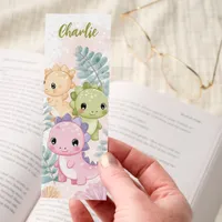 Cute Kawaii Baby Dinosaurs Watercolor Personalized Bookmarks