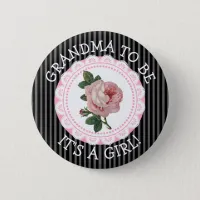 "Grandma To Be" Vintage Rose Baby Shower Button