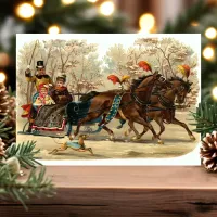 Vintage Christmas Sleigh Ride Holiday Postcard