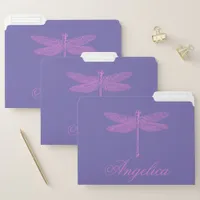 Pink and Purple Fantasy Dragonfly Personalize  File Folder