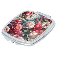 Timeless Rose Floral Charm Compact Mirror