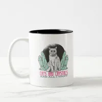 Cats and Crystals Are All I Want Two-Tone Coffee Mug