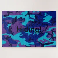 Camouflage Dark Blue & Purple Pattern Jigsaw Puzzle