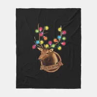 Tis The Season Mounted Reindeer With Christmas Lig Fleece Blanket