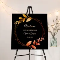 Boho autumn botanical gold frame wedding foam board