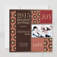 Groovy Christmas Red Gold Holiday Photo Card