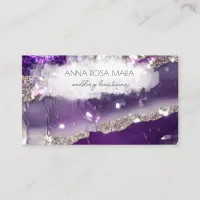 *~* Glam QR Agate Purple Silver Glitter AP66 Luxe Business Card