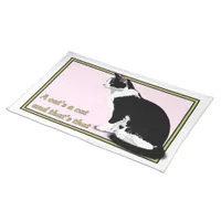 Black and White Tuxedo Cat Personalized Cloth Placemat