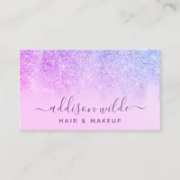 Purple Glitter Blue Modern Makeup Artist Business Card