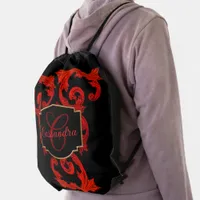 Elegant, Ornate Personalized Vintage Goth Drawstring Bag