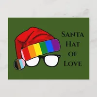 Rainbow Santa Hat of Love  Holiday Postcard