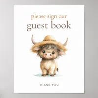 Highland Cow Please Sign Guest Book Baby Shower