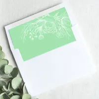 Neo Mint Modern White Floral Botanical Envelope Liner
