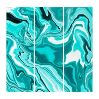 Teal, Turquoise and White Marble   Triptych