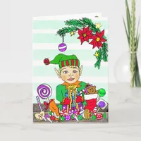 Festive Merry Christmas Elf Card