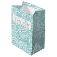 Teal Abstract Snowflake Pattern#10 ID1009 Medium Gift Bag