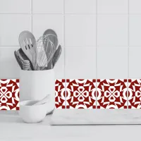 Geometric Pattern Red And White Ceramic Tile