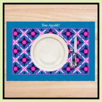 1960s Style Pattern in Pink, Purple & Blue Placemat