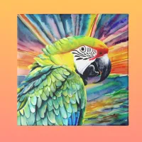 Cute AI Generated Watercolor Style Green Parrot Metal Print