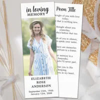 Modern Memorial Custom Photo Poem Funeral Prayer Bookmarks