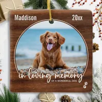 Rustic Wood Loving Memory Dog Photo Pet Memorial Ceramic Ornament