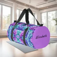 Magnificent hydrangea blossoms, personalizable    duffle bag