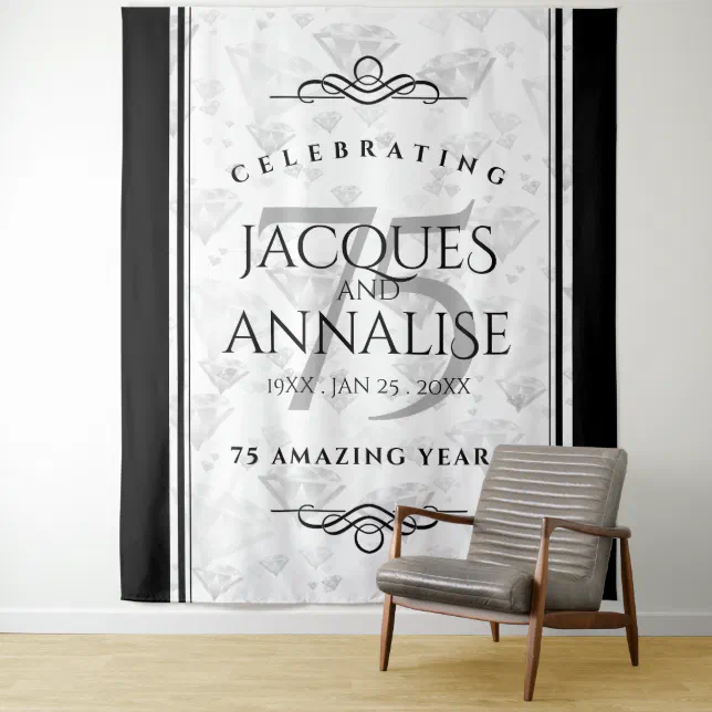 Elegant 75th Diamond Wedding Anniversary Tapestry