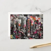 Colorful Mixed media Architecture Collage Postcard