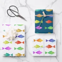 Cute colorful sea fish  wrapping paper sheets