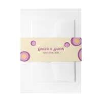 Retro 70s Circles Purple Orange Groovy Wedding Invitation Belly Band