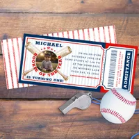 Rookie of the Year Baseball Ticket Birthday  Invitation