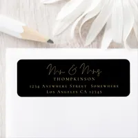 Script Mr and Mrs Black Gold Return Name Address Label