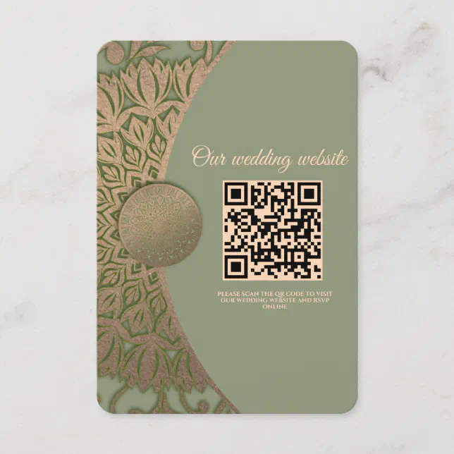 Elegant Modern Sage green & gold classic mandala Enclosure Card