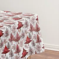 Red White Christmas Tree Pattern#4 ID1009 Tablecloth