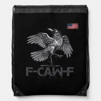 F-Caw-F Cow Funny Bird USA Vintage Flag Funny Humo Drawstring Bag