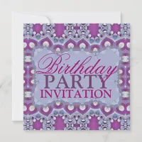 Purple & Blue Moroccan Birthday Party Invitation