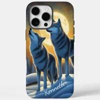 Moonlit Wolf Howling in Forest iPhone 16 Pro Max Case