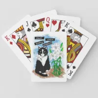 Tuxedo Cat and Lilies | Inspirational Quote Poker Cards