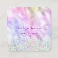 Elegant Silver and Purple Pastel Square Business Card