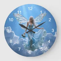 Beautiful Aquarius Fairy in the Clouds Large Clock