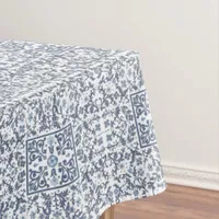 Blue Fancy Floral Pattern Custom Tablecloth