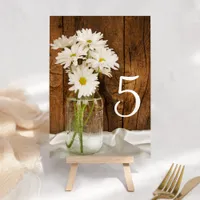 Mason Jar and Daisies Country Wedding Table Number