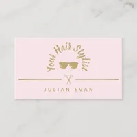 Modern Chic Icon Blush Pink & Gold Hair Stylist Business Card