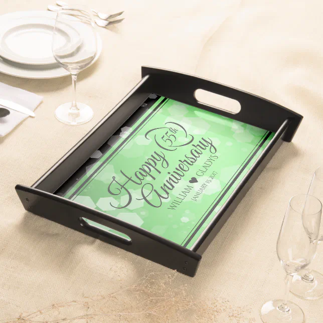 Elegant 55th Emerald Wedding Anniversary Serving Tray