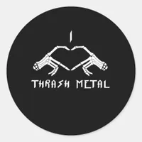 Thrash Skeleton Hands Heart Classic Classic Round Sticker